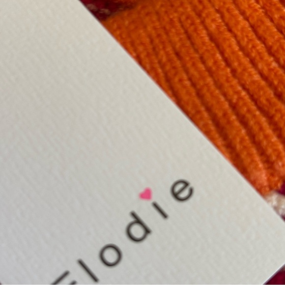 Elodie L NWT fuchsia pink orange and white striped crewneck sweater - Picture 7 of 10